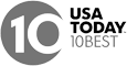This image features the logo for "USA Today 10Best," showing the number 10 inside a circle next to the text.